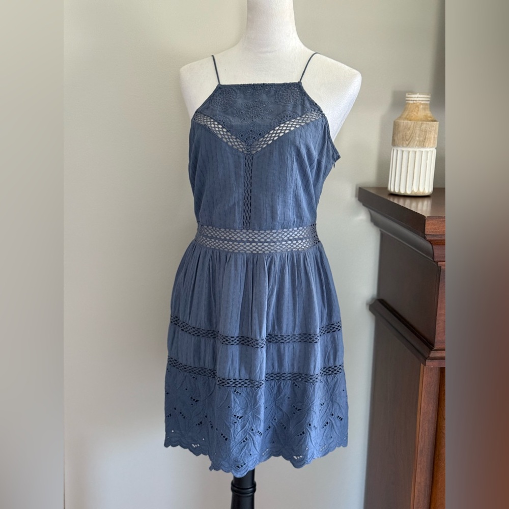 Abercrombie & Fitch Blue Eyelet Mini Dress